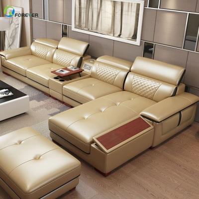 China Wholesale Modern Customized Real Leather L Shaped Modern Furniture Sofa Set Luxury Italian Smart Sofa Sets For Living Room for sale