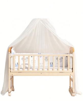 China Wholesale Adjustable Modern Bestselling Solid Pine Furniture Design (Height) Wooden Swing Crib With Adult Bed for sale