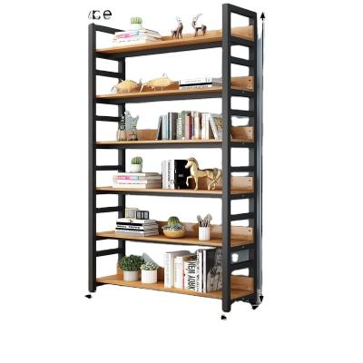 China Expandable Steel Wooden Multi-Layer Bookcase Rack Storage Floor Shelf Wrought Iron Display Rack Simple Simple Shelf Divider for sale