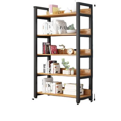 China Multi-layer shelf pl of bookcase single extendable steel-wood home bedroom living room storage rack wrought iron display rack for sale