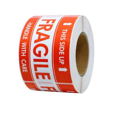 China With multi color& uses custom size 2*3inch 500 labels red fragile shipping label warning sticker for sale