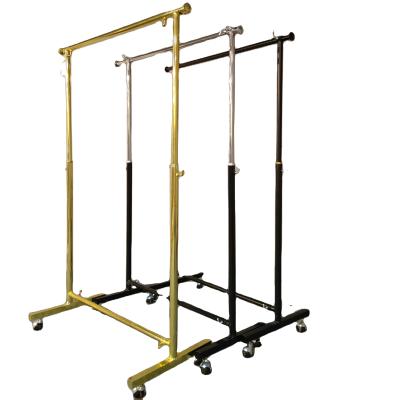 China Movabale Simple Hanging Boutique Clothing Display Stand Single Layer Iron Single Rack Rack for sale