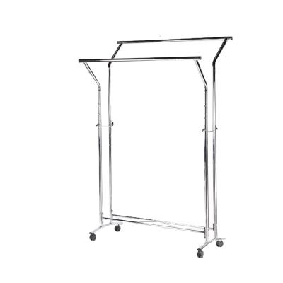 China More place to hang left and right sides of clothes two layers of Chrome plated removable stable display rack for sale