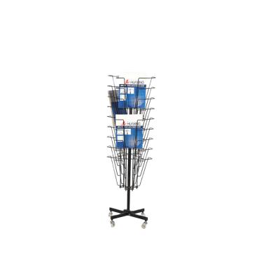 China Hot Selling Multi-Layer And Place-Saving Magazine Manual Multi-Layer Display Data Rack Rotating Rack for sale