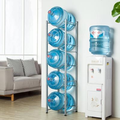 China 2021 Place Saving Most Popular Single or Double Columns 3 4 5 Tier 20 Liter 5 Gallon Bucket Storage Water Bottle Display Grament Rack for sale