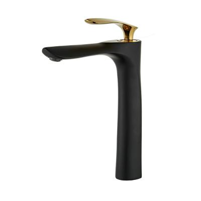 China Beelee Electric Health Faucets High Body Matte Black Gold Wash Basin Bathroom Sink Faucet for sale