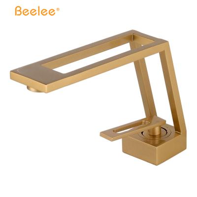 China New Design Modern Modern Bathroom Basin Shining Beelee Gold Faucet Hollow Faucet for sale