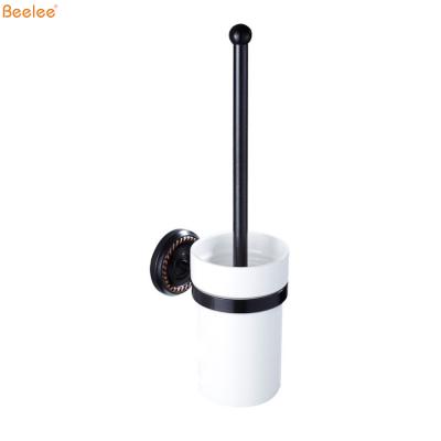 China Beelee BA6112B Bathroom Accessories Contemporary Bathroom Custom Design Black Wall Mounted Toilet Brush And Holder for sale