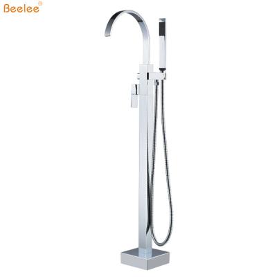 China Without Slide Bar Beelee Design BL19008C Contemporary Single Lever Square Tub Shower Faucet Free Floor Floor Standing Mixer Tap for sale