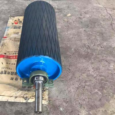 China Coal Mine Crusher Cement Bulk Material Handling Head Drive Drum Pulley Diamond Rubber Lagging Belt Conveyor with UCP Pillow Block for sale