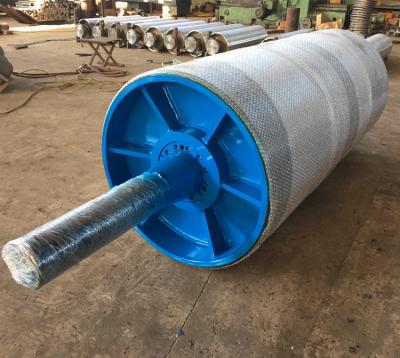 China Coal Mine Mining Crusher Cement Bulk Material Handling Drive Conveyor Main Pulley With Rubber Slowdown for sale