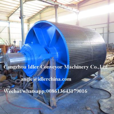 China Coal Mine Crusher Cement Bulk Material Handling 2000mm Diameter 18040 KGS Big Drive Conveyor Main Pulley With Rubber Ceramic Slowdown for sale