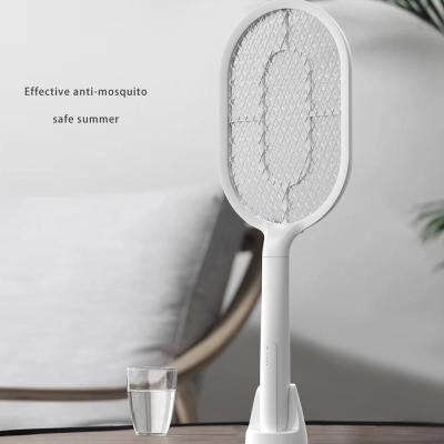 China New Electronic Swatter Bent Handle Design Mosquito Killer Stocked Bat Led Night Light Battery Indicator for sale