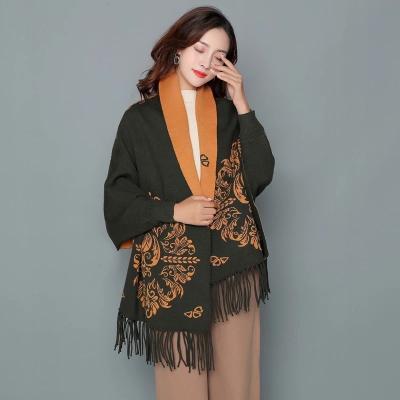 China 2022 Fashionable Wholesale Custom Made Women's Hot Celebrity With Sleeves Shawl Fringed Shawl for sale