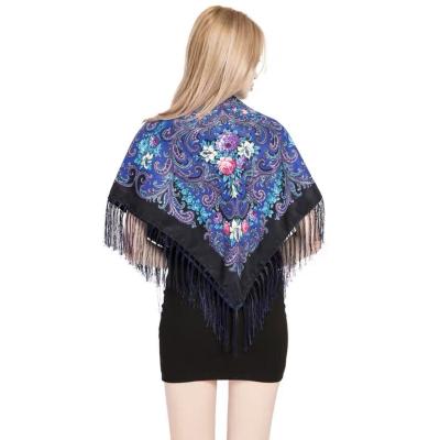 China 2021 Ladies Print Tassel Shawl Fashionable Classic Russian Ethnic Hot Custom Printed Square Scarf and Hot for sale