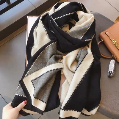 China Wholesale 2021 Fashion Trend Women Cotton Scarves Lady Wraps Winter Polka Dot Pattern Long Scarf for sale