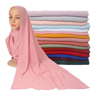 China Indonesia New Malay Chiffon Style Long Scarf Natural Wrinkled Long Scarf Breathable Womens Hijab Natural Wrinkled Long Scarf for sale