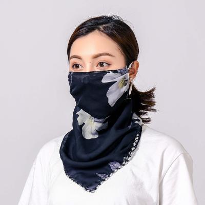 China Adjustable Earring Custom Printed Women's Chiffon Face Scarves Outdoor Sports Veil Anti Sun Neck Scarves for sale