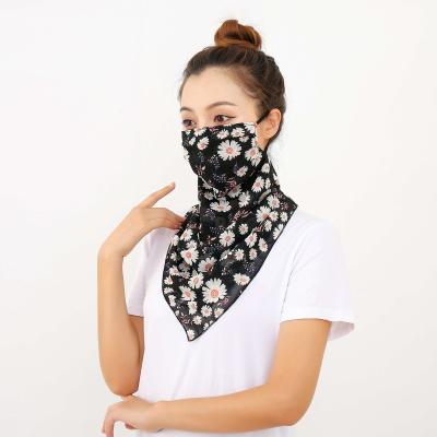 China Outdoor Recycling Chiffon Ear Loop Ear Scarf Half Face Mask Triangle Bandana Adjustable Breathable Neck Cover Hanger for sale