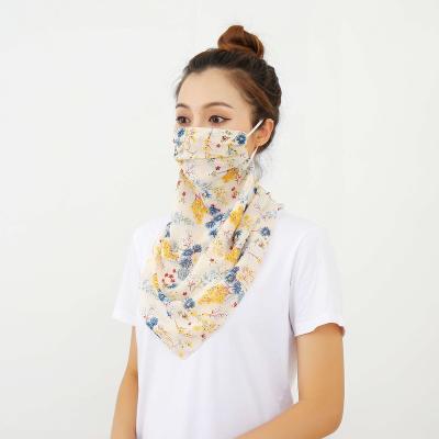 China Cheap Adjustable Custom Ear Loop Printing Universal Tubular Ice Silk Triangle Neck Protector Bandana Scarf With Earloop for sale