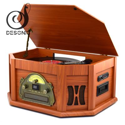 China 3-Speed ​​Records DS-168 Retro Vintage CD Phonograph Turntable with CD Radio for sale