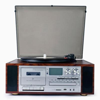 China Normal tackler with automatic stop& 2019 hot sale full size turntable vinyl record phonograph auto return player with cassette, USB SD recording& play& CD, RADIO for sale