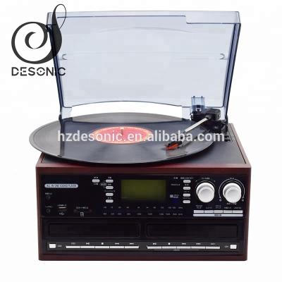 China 2018 Record Player ALL IN ONE CD RERCORDING USB TURNTABLE DUAL PLAYER WITH CASSETTE RADIO for sale