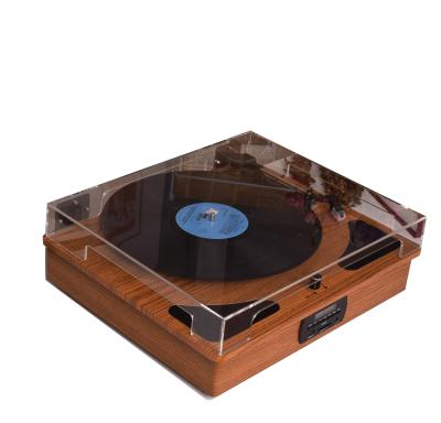 China Wooden Appearance With Clear Dust Cover New Design Wooden Phonograph Record Player With USB SD Play& Recording for sale