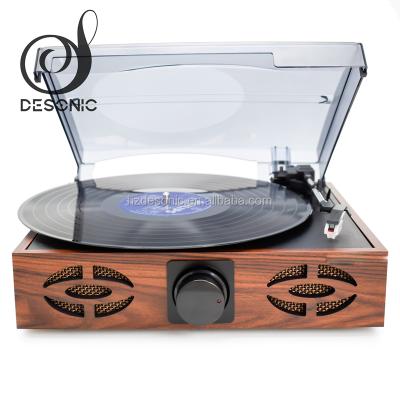 China Retro Classic 3 Speed ​​Wooden Turntable With Speakers Desonic 3 Speed ​​Classic Retro Wooden Turntable Record Player With Speakers And Line for sale