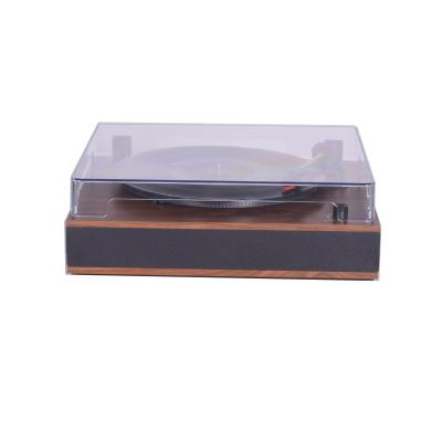 China Wooden Look with Clear Dust Cover Elegant Design Wooden Phonograph Record Player with Wireless BT and Built in Speakers for sale