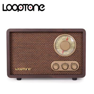 China Table Top Wooden Home Radio Player BT PORTABLE Wooden Home Radio Player AM/FM Retro Classic Vintage Radio Vintage HiFi Stereo Triple Bass Control for sale