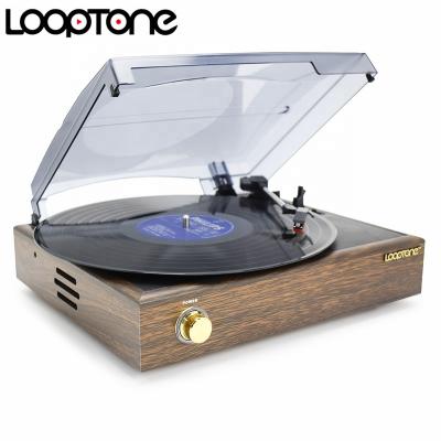 China Wooden Appearance With Stylish Wooden Vintage Vinyl Record Player Dust Cover Classic 3-Speed ​​Phonograph Belt Driven LP Records Built In Speakers RCA Fingerboard for sale