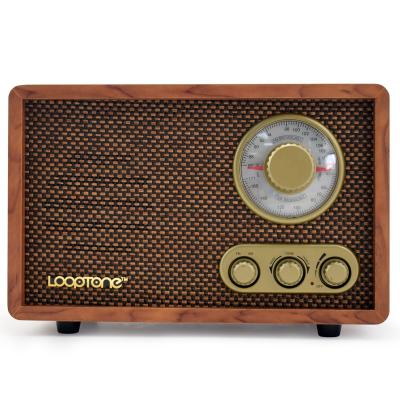 China Retro Vintage PORTABLE Vintage Wooden Desktop Classical Home Radio Table Top AM FM Speaker BT Speaker Built-in Treble& Bass Control for sale