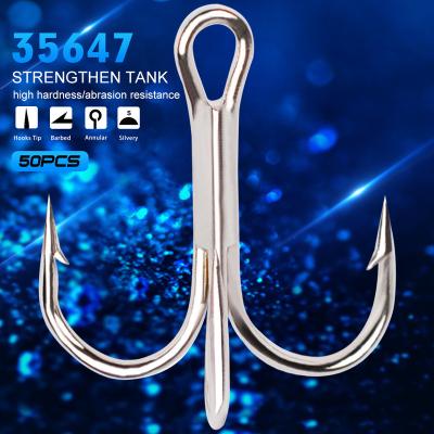 China Outdoor Fishing Activity 50 Pcs Per Bag 2#-10# High Quality Treble Hook Anzuelos Fishhooks for sale