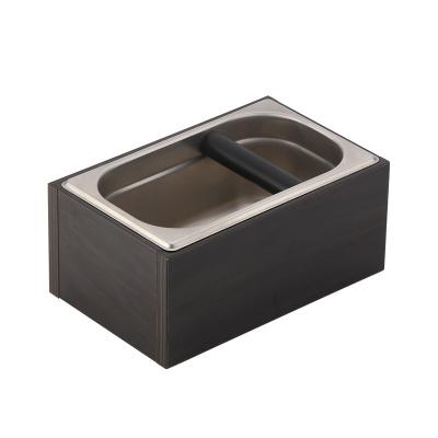 China Viable Hot Selling Wooden Flat Kick Box Stainless Steel Kick Box Coffee Sediment Grind Kick Box for sale