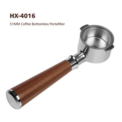 China Sustainable Natural Wood Color And Stainless Steel Color Protafilter 51mm for sale