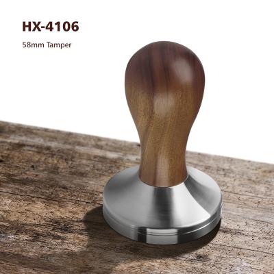 China Sustainable Coffee Bean Press Tamper Good Quality 58mm Wooden Coffee Tamper 58mm Coffee Handle Stainless Steel for sale