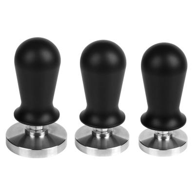 China 51mm 53mm 58mm Coffee Tamper Tool Stainless Steel Coffee Marcaron Tamper Viable Black Coffee Tamper Espresso With Spring for sale