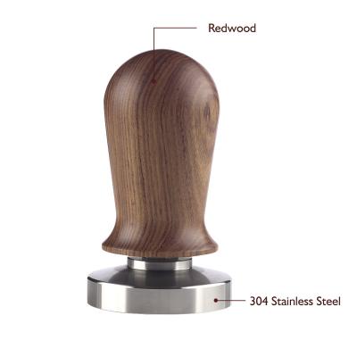 China Viable Stainless Steel Coffee Beans Powder Press Tamper Rosewood Handle Spring Coffee Tamper Tamper 51mm 53mm 58mm for sale