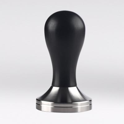 China 304 Stainless Steel Espresso Coffee Tamper 58mm Coffee Tamper Dispenser Durable Flat Base Black Wooden Handle Hot Sale for sale