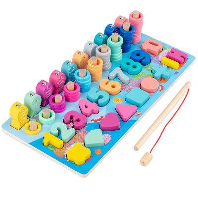 China Educational Montessori Toy 5 in 1 Board Puzzle Logarithmic Children Learning Wooden Educational Toys for sale