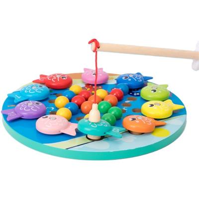 China 100% Eco-Friendly Toy Magnetic Fishing Toys Beads and Clip Early Educational Games Hand Brain Training 2 in 1 Wooden for Kids 2 to 4 Years Old Unisex for sale