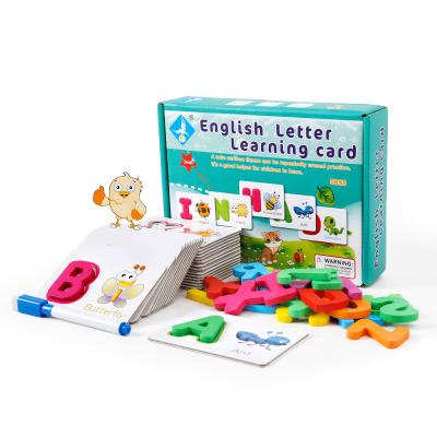 China Early Educational Wooden Children's English Letter Card Toy Animal Alphabet Word Memory Building Learning Card Toys for sale