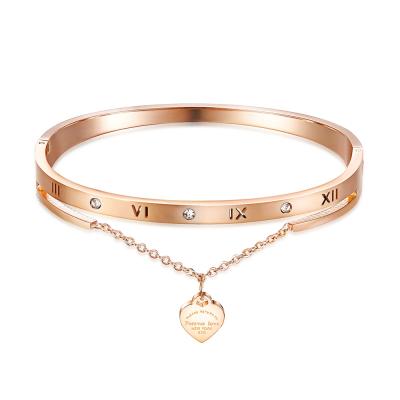 China New CLASSIC Luxury Heart Shaped Bracelet Rose Gold Charm Women Jewelry Bracelets & Bangles Female for sale