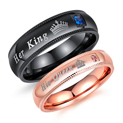 China Wholesale High Quality FASHIONABLE Valentine's Day Gift Wedding Engagement Cupple King and Queen Ring for sale