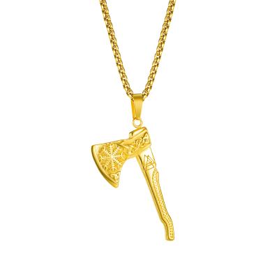 China Fashionable Luxury Stainless Steel Pendant Necklace Necklace Design 18K Gold Plated Stainless Steel For Designer Hiphop Custom Unique Design Chain Ax Necklace for sale