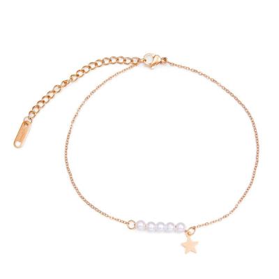 China TRENDY Fashion Pretty Special Pearl Star Pendant Latest Custom Design Chains Anklet for sale