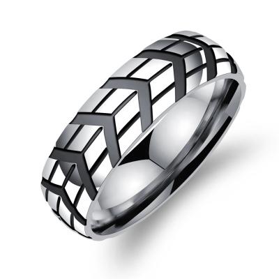 China Trendy High Quality Trendy Popular Men's Vintage Tire Tread Stylish Ring for sale