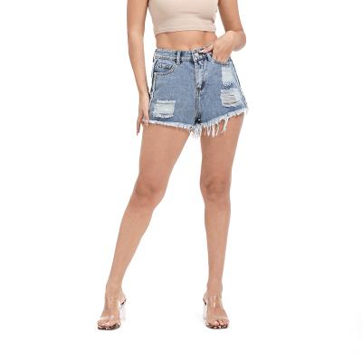 China Uqnaivs Women's Mid Rise Shorts Ripped Faded Wash Frayed Raw Hem Denim Jean Shorts for sale