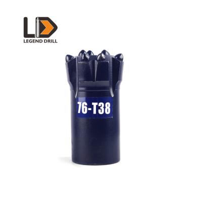 China Threaded bits T38-76mm Button bit, flat  face and dome Nine buttons, three  front flushing holes for sale